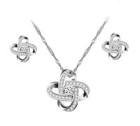 Oneress Love Knot Necklace Earrings Jewelry Set To My Wife - Love Knot Necklace I Can't Live Without You Dainty Zircon Pendant Necklaces for Women YAWHE43 (White)