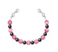 Oneress Medical Alert Bracelet, Interchangeable Replacement Medical ID Bracelet, ID TAG NOT INCLUDED, Cat's Eye Stone Stone & Hematite Beads YA5055 (Pink)