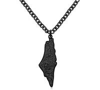 Oneress Middle Eastern Islamic Pendant, Black Palestine Necklace, Arabic Alphabet Stainless Steel Necklaces, Muslim Jewelry for Men and Women, Cultural Gift for Eid Ramadan Y5136-Black