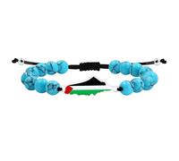 Oneress Middle Eastern Resistance Bracelet - Handmade Black Red Green Beads with Symbolic Map Charm, Social Justice Jewelry for Activists YA6029-Lan