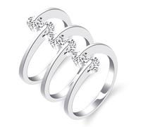 Oneress Minimalist Gold Stack Rings - 3PCS Adjustable Brass CZ Layered Bands, Elegant Bridesmaid Friendship Fashion Jewelry for Ladies YA081-3PS