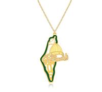 Oneress Mosque Pendant Necklace, Personalized Faith Necklace, Stainless Steel Elegant Religious Jewelry for Women, God & Arabic Calligraphy Charm Y5145-Gold