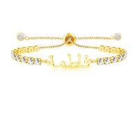 Oneress Muslim Wedding Jewelry, Silver Adjustable Islamic Design, Allah Name Accessory, Couple Gift, Bolo Faith Fashion, Platinum Plated Style YA4968 Gold