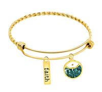 Oneress Mustard Seed Faith Bangle Bracelet Gold Plated Stainless Steel Christian Gifts, Faith Can Move Mountains Bible Verse Mothers Valentines Day Gifts Christian Faith Jewelry for Women, M, Green