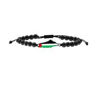 Oneress Natural Stone Bracelet Palestinian Flag Adjustable Beaded Rope Jewelry Middle East Friendship Wristband Gift Men Women YS6225-Black