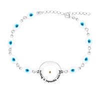 Oneress Nothing Is Impossible With God Bracelet with White Stainless Steel and Adjustable Blue Enamel Link Chain, Inspirational Mustard Seed Jewelry Christian Faith Gift YA4763