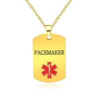 Oneress Pacemaker Medical Necklace, Gold Plated Heart Condition Tag, Autism Awareness and Cancer Survivor Pendant YA5217 Gold PACEMAKER