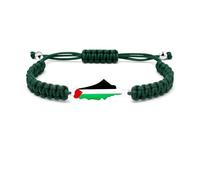 Oneress Palestine Flag Bead Bracelet, Spiritual Rope Knot Jewelry, Eid Survival Bracelet for Arab Culture Supporters YA5882 Green-White