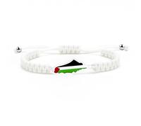 Oneress Palestine Flag Bracelet, Map Print Cord Jewelry with Blessing Beads, Inspirational Gift for Friends or Graduates, Adjustable YA5882 White-White