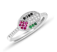 Oneress Palestine Ring Adjustable CZ Statement Jewelry, Geometric Pattern Flag Band for Women & Activists, Trendy Protest Gift YA6340, Palestine engagement ring, Brass, No Gemstone