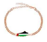 Oneress Palestine Support Bracelet, Stainless Steel Cuban Chain, Solidarity & Unity, Trendy Adjustable Bracelet for Men & Women YA5031 Rose Gold