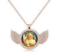 Oneress Papal Heart Necklace, Stainless Steel Catholic Pendant for Women, Christian Faith Jewelry, Holy See Charm, Inspirational Gift YA5956 Gold