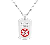 Oneress PCNALL Medical Necklace for Dad Stainless Steel Red Alert Pendant for Chronic Conditions YA5239 White-PCNALL