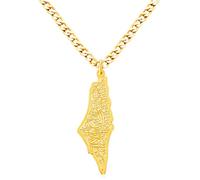 Oneress Personalized Arabic Name Necklace, Gold Plated Palestine Pendant, Islamic Jewelry for Women, Middle Eastern Cultural Gift, Ramadan Eid Jewelry for Muslim Family Y5136-Gold