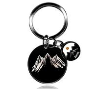 Oneress Personalized Christian Keychain, Engraved Mustard Seed & Faith Keychain, Stainless Steel Round Pendant, Religious Gift for Men and Women Y763-Black-Faith Mountain
