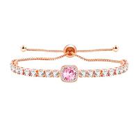 Oneress Pink Crystal Bracelet Adjustable Slider Bolo Bracelet CZ Jewelry for Women YA4536 (Pink)