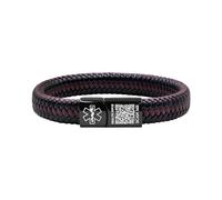 Oneress QR Code Bracelet, Medical Alert ID Wristband, Leather Emergency Medical ID, Emergency Contact Info Bracelet, Ideal for Autism, Allergies & Travel YA5551-Black & Red QR Code