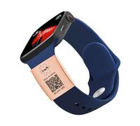 Oneress QR Code Medical ID Watch Band Label Custom Emergency Contact Engraved Stainless Steel Tag, Pacemaker & Diabetes Medical Alert, Smartwatch Health Identification YA4313 Rose Gold-QRCode