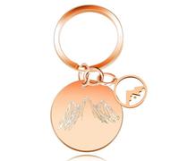 Oneress Religious Inspirational Keychain, Faith-Based Mustard Seed Keychain for Women, Custom Stainless Steel Mountain Charm, Christian Gift Y763-Rose Gold-Round Mountain