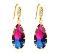 Oneress Romantic and Charming Gold Plated Multicolor Crystal Teardrop Earrings for Women, Fashion Lady Imitation Diamond Jewelry Gifts for Sisters, Girlfriends and Brides YA4905-5