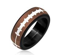 Oneress Rotating Rugby Ring for BFF, 8mm Black Resin Band, Trendy Sports Gift for Athletes, Durable Stainless Steel Jewelry for Men, Game Day Fashion YA5037 Rugby 6