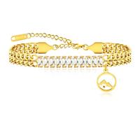 Oneress Round Mountain Faith Bracelet for Women - Exquisite Mustard Seed Design, Adjustable Stainless Steel Chain with Rectangular AAA+ Cubic Zirconia, Perfect for Everyday Wear & Gifts - YA4338