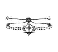 Oneress Showcases Personal Charm Black Cross Zircon Religious Jewelry, Simple Charming Adjustable Hexagonal Star Tennis Bracelet for Women Girls Christian Christmas Wedding Birthday Gift（black）