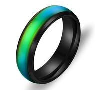 Oneress Temperature Sensitive Mood Ring, Stainless Steel Eternity Band, Trendy Unisex Color Changing Rings for Couples, Stylish Gift for Him or Her Y1854 Black 10