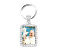 Oneress Vatican Religious Keychain, Papal Keychain for Women Men, Christian Faith Pendant, Catholic Gift YA5951 White