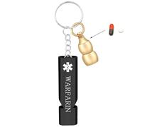 Oneress WARFARIN Whistle Emergency Keychain, Waterproof Survival Tool Safety Gear YA6000-Black-WARFARIN