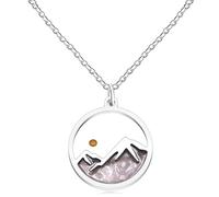 Oneress Women's Mountain Mustard Seed Necklace - Pink Quartz Faith Pendant in Stainless Steel - Ideal for Christian Events, Parties, and Special Occasions - Best Friends & Sisters - YA5071
