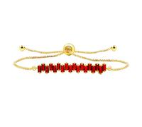 Oneress Womens Red Baguette Cubic Zirconia Bracelet Adjustable Slider Chain Wedding Fake Diamond Bracelet Jewelry Gifts for Teen Girls Y4258 (Red)