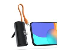 ONES 5000mAh Mini Capsule Power Bank, 5000mAh High Capacity, Built-in Cables/Stand, 10.5W Dual-Way Quick Charge, 8 x 3.5 x 2 cm, 97g, Porable mini size