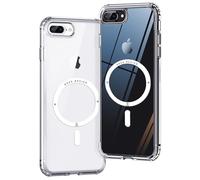 ONES Hard Hybrid Magnetic Case Compatible with iPhone 8 Plus/7 Plus Case MagSafe, Military Grade Protect, Shockproof Airbag, Scratch-Resistant, Qi Wireless Charging, Anti-Yellow Silicone Cover, Clear