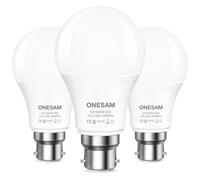 ONESAM Bayonet Light Bulb,60w Equivalent,Cool White 6000K,9W Light Bulb,830LM B22 LED Bulb,A60 GLS Energy Saving Lightbulbs Bayonet,220-240V,Non-dimmable,Pack of 3