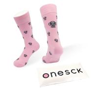 ONESCK Funky Animal Socks - Colourful Novelty Cotton Crew Socks for Men & Women | Fun Gift Socks (UK, Numeric, 8, 12, Regular, Regular, DJ Elephant - Candy Pink)