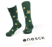 ONESCK Funky Animal Socks - Colourful Novelty Cotton Crew Socks for Men & Women | Fun Gift Socks (UK, Numeric, 4, 7.5, Regular, Regular, Popstar Fox- Dark Green)