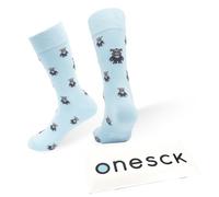 ONESCK Funky Animal Socks - Colourful Novelty Cotton Crew Socks for Men & Women | Fun Gift Socks (UK, Numeric, 4, 7.5, Regular, Regular, Boss Hippo - Baby Blue)