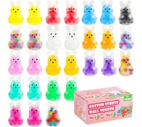 Oneser 24Pack Easter Squishies Bunny Stress Balls ,Easter Bunny Stress Balls for Adults,Easter Basket Stuffers,Bulk Squishy Easter Stress Relief Fidget,Easter Egg Fillers Party Decoration