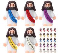 Oneser 25 Pcs Little Jesus Figures Love You Mini Rubber to Hide and Seek Easter Egg Stuffers Religious Party Favors Sunday School Baptism 5 Styles Gifts
