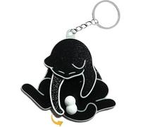 Oneser Mischief Cat Interactive Keychain with Spinning Balls - Funny Kitten Moving Pendant Bag Charm, Hilarious Gag Gift (black)