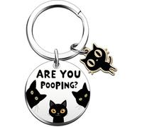 Oneser Mischief Cat Interactive Keychain with Spinning Balls - Funny Kitten Moving Pendant Bag Charm, Hilarious Gag Gift (Funny Cat)