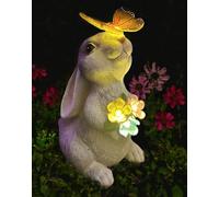 Oneser Solar Garden Statues Outdoor Decor- Yard Decorations for Patio, Balcony, Backyard, Lawn Ornaments Auto On/Off Weathproof Resin Garden Figurine Decor Gift for Pathway, Patio & Mom's Flower Bed