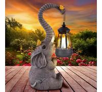 Oneser Solar Outdoor Garden Decor Elephant Statues Lights, Lucky Elephant Unique Mom Birthday Gifts for Mom, for Women, Mom or Birthdays, Beautifully Crafted Outdoor