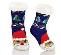 Oneshlee Christmas Slipper Socks Kids Girls Boys, Christmas Fluffy Socks Non Slip, Sherpa Fleece Lined Thermal Xmas Socks For Children, Soft Furry Cozy Cotton Knitted Keep Warm Anti Slip (Santa, M)