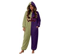 Onesie Adult Cuddly Pyjamas Fleece Pyjamas Halloween Costume | Halloween Pyjamas Women's Long Scary Horror Ghost Face Warm Two-Tone Cuddly Suit for Halloween Costume Party