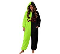 Onesie Adult Cuddly Pyjamas Fleece Pyjamas Halloween Costume | Halloween Pyjamas Women's Long Scary Horror Ghost Face Warm Two-Tone Cuddly Suit for Halloween Costume Party