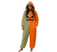Onesie Adult Cuddly Pyjamas Fleece Pyjamas Halloween Costume | Halloween Pyjamas Women's Long Scary Horror Ghost Face Warm Two-Tone Cuddly Suit for Halloween Costume Party
