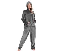 CityComfort Onesies for Women Soft Comfy Fleece Pyjamas Nightwear for Women Fluffy Fleece Onesie Lounge Wear Sizes S-XL (Charcoal, M)