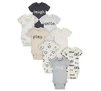 Onesies Brand Baby 8-Pack Short Sleeve Mix & Match Bodysuits Toddler T-Shirt Set, Play Smile & Hug Neutrals, 3-6 Months
